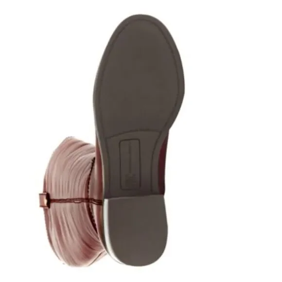 INC Womens Burgundy Goring Fawne Round Toe Block Heel Leather Riding Boot 12 M - Picture 4 of 4